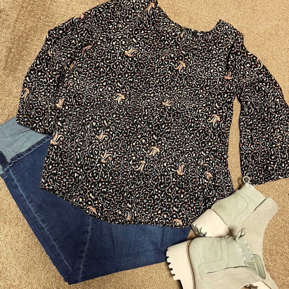 EUC Madewell silk peplum blouse